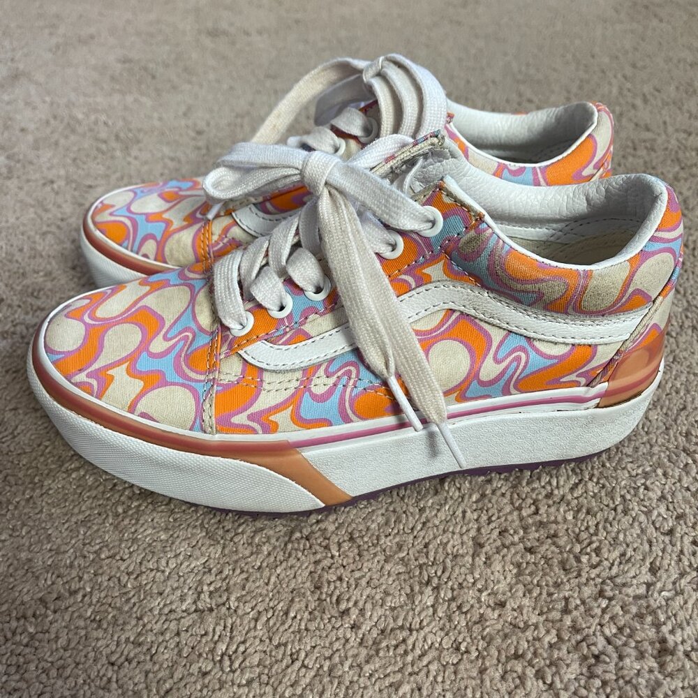 Vans Old Skool Stackform UV Ink Peace Platform Sneakers US Mens 3.5 US Women 5 - Picture 3 of 10